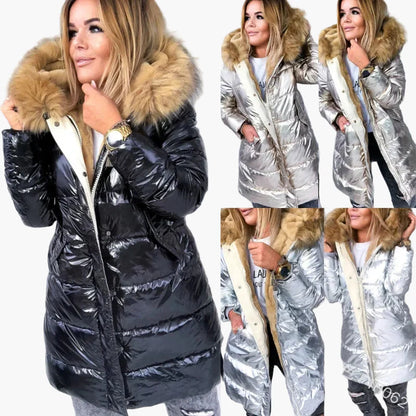 Damen Winter Steppmantel mit Pelzkragen – Modischer, dicker Parka für kalte Tage