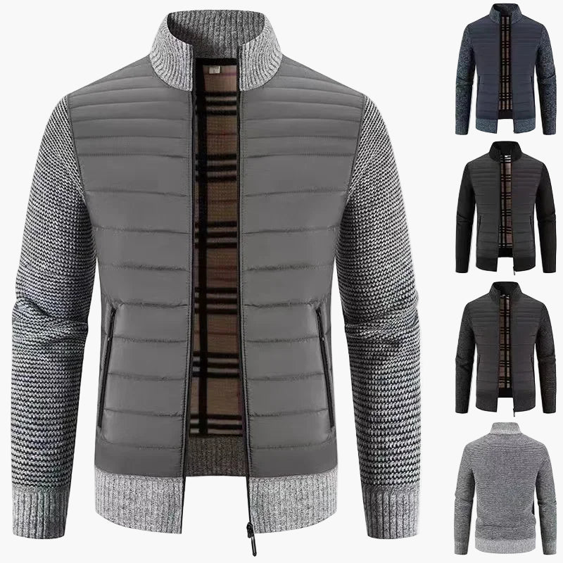 Herren Strickjacke im koreanischen Stil – Elegante Freizeitjacke mit Fleecefutter und Slim Fit