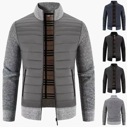 Herren Strickjacke im koreanischen Stil – Elegante Freizeitjacke mit Fleecefutter und Slim Fit