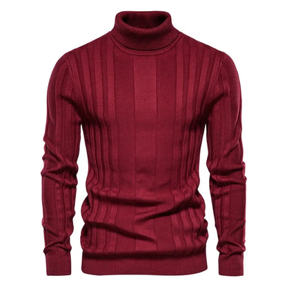 Herren Rollkragenpullover mit Rippstruktur – Eng anliegender Strickpullover