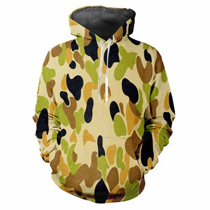 Hoodie Camouflage-Muster Grün Kängurutasche Kapuzenpullover