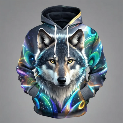 Hoodie Unisex Löwenkopf-Print mit Kapuze Kängurutasche