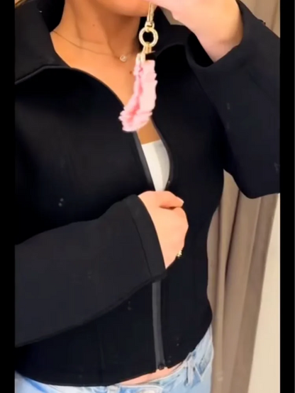 Damen Sportliche Jacke mit Stehkragen Reißverschluss