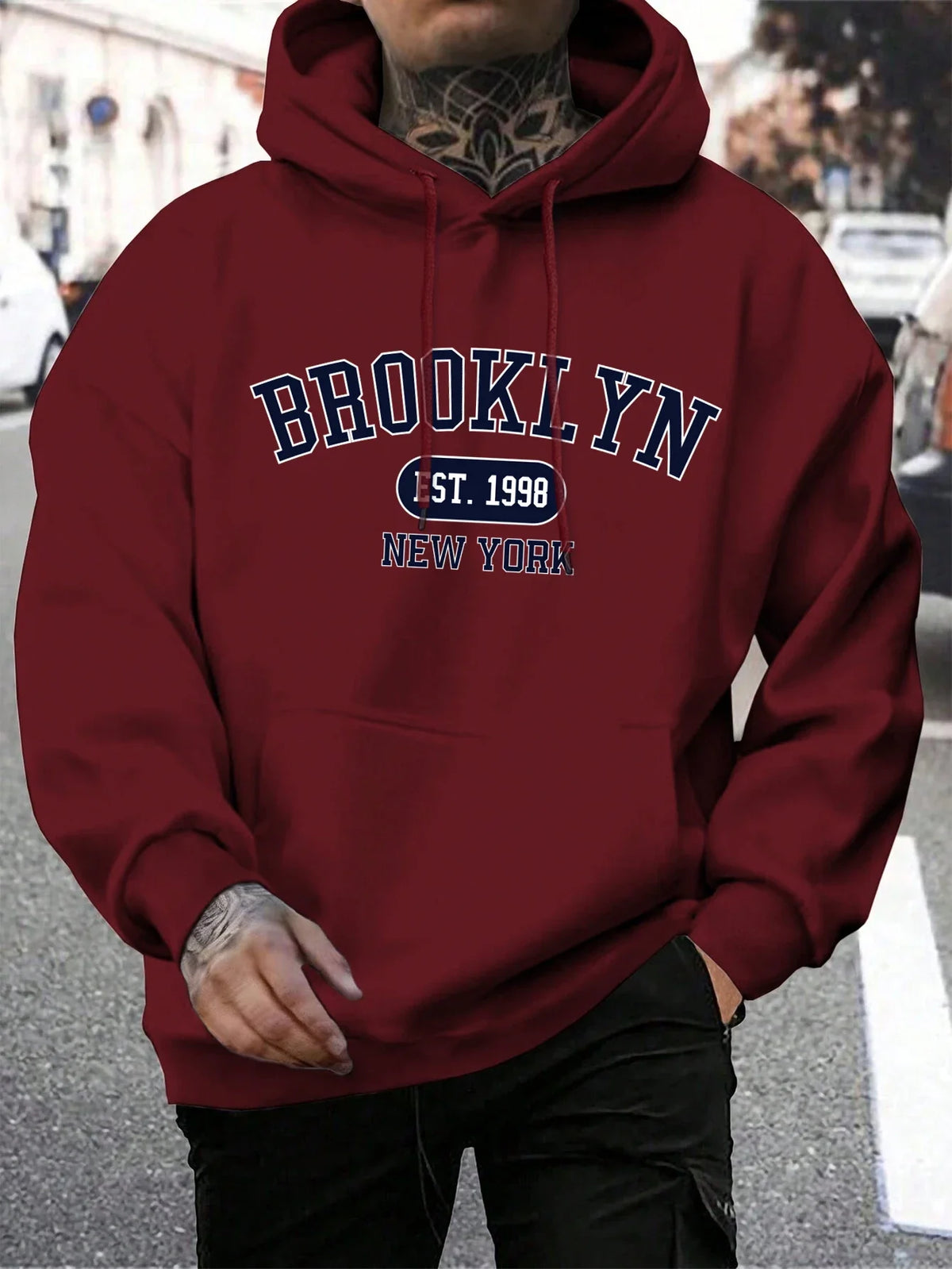 Herren Hoodie mit Kordelzug und Kängurutasche – Verschiedene New York Designs
