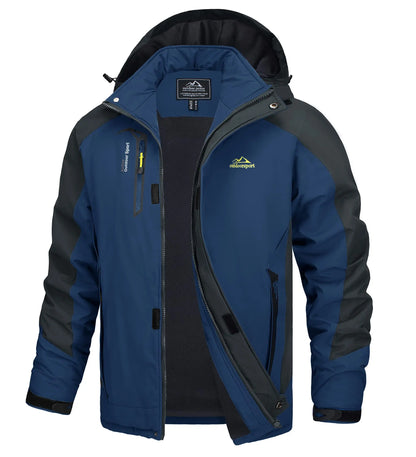 Outdoor Jacke Herren Wasserdicht Atmungsaktiv mit Kapuze und Reißverschlusstaschen