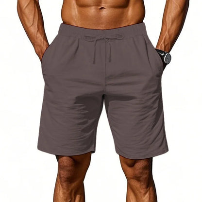 Unisex Leinenhose Weites Bein Beige Elastischer Bund