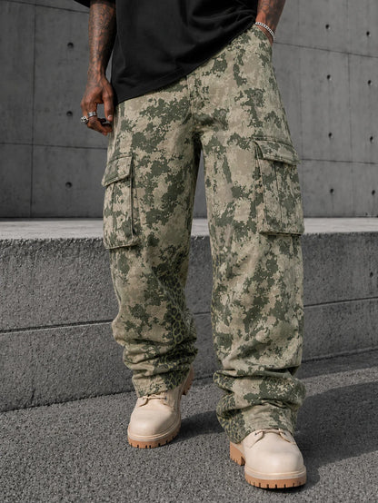 Cargohose für Herren, weiter Schnitt, Camouflage-Muster