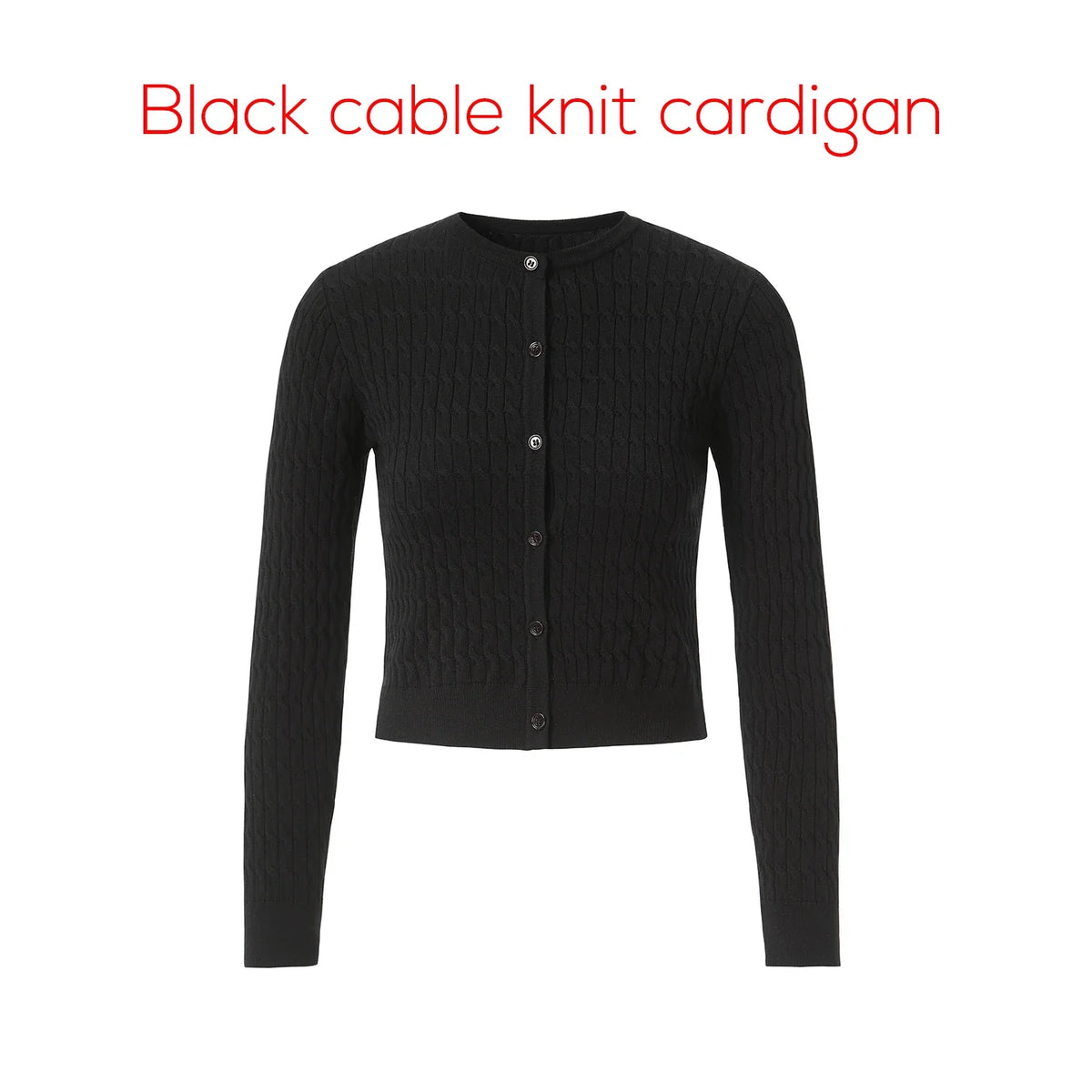 Damen Strick-Cardigan mit Zopfmuster und Rundhalsausschnitt