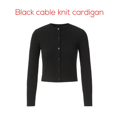 Damen Strick-Cardigan mit Zopfmuster und Rundhalsausschnitt