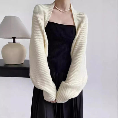 Damen Strick Shrug Rippstrick Bolero Langarm