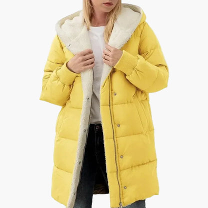 Damen Winter Steppmantel mit Kapuze – Langer, warmer Outdoor Mantel für kalte Tage
