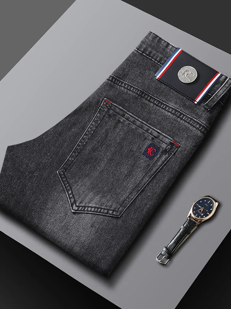 Jeans Herren Denim Hose Dunkelgrau Regular Fit