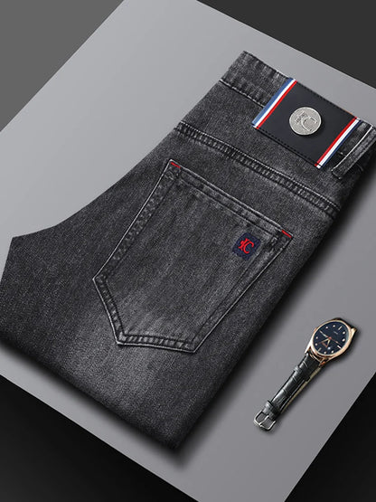 Jeans Herren Denim Hose Dunkelgrau Regular Fit