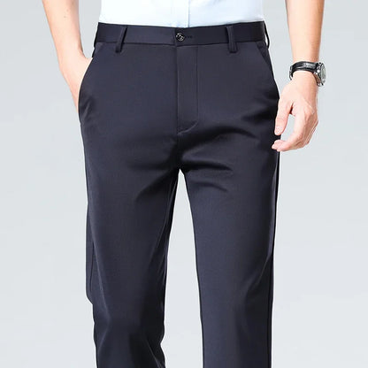 Herren Business Hose Schwarz Gerader Schnitt Elegant