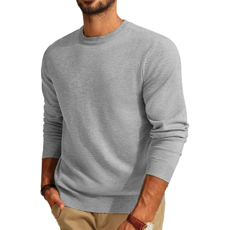 Herren Rundhals Pullover Langarm Basic Strickpullover
