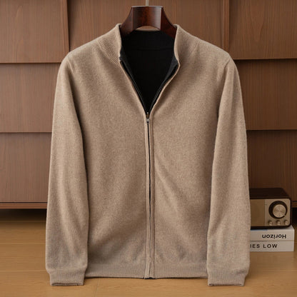 Unisex Strickjacke mit Stehkragen und Reißverschluss