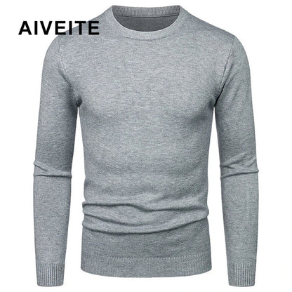Herren Rundhals Pullover Langarm Feinstrick