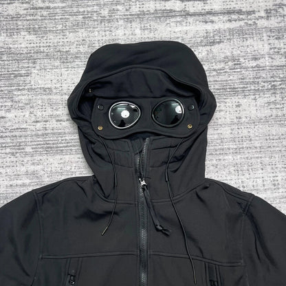 Unisex Kapuzenjacke Softshell mit Brillen-Kapuze Schwarz