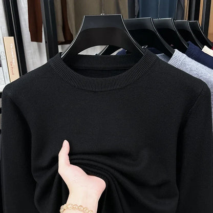 Herren Pullover Rundhalsausschnitt Langarm Einfarbig Basic Strickpullover