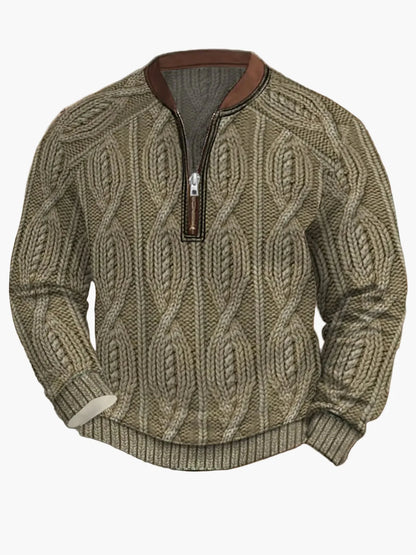 Herren Strickpullover im Street Style mit halbem Reißverschluss – Modischer Freizeitpullover für Frühling und Herbst