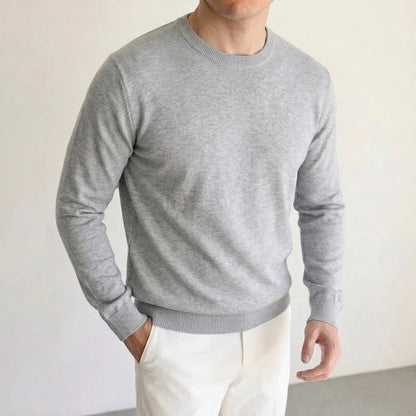 Herren Rundhals Pullover Feinstrick Langarm