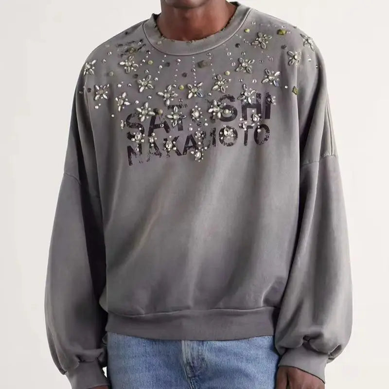 Unisex Sweatshirt mit Farbverlauf und Strasssteinen