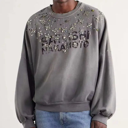 Unisex Sweatshirt mit Farbverlauf und Strasssteinen