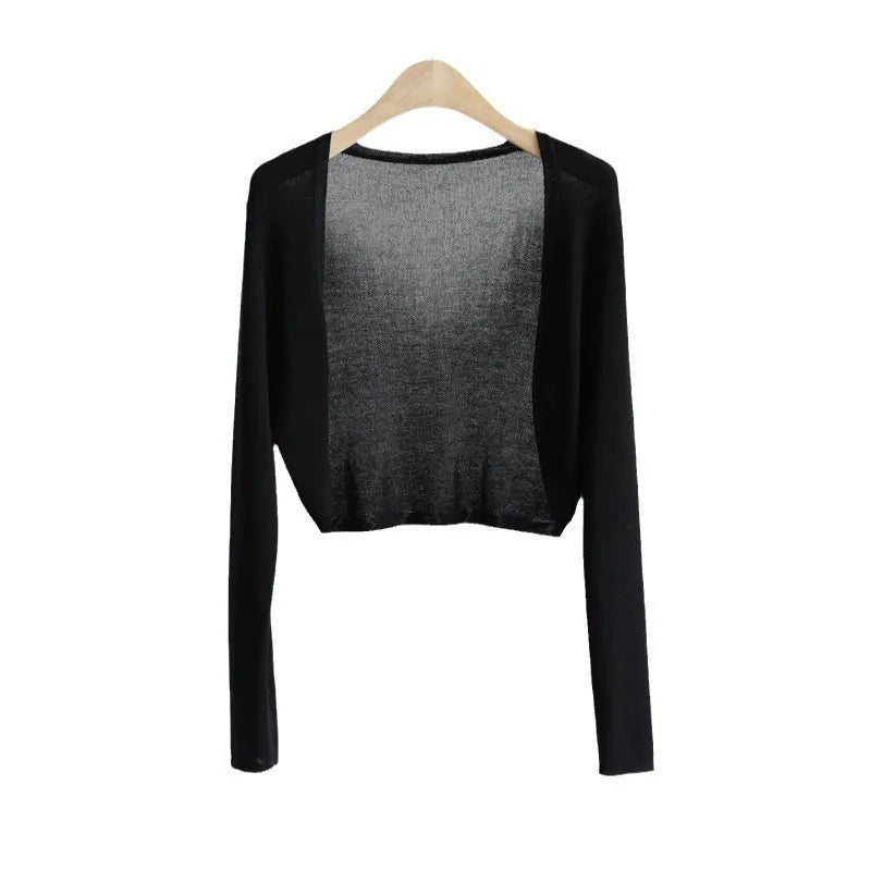 Kurze Damen Bolero Strickjacke Langarm Cardigan Crop Top