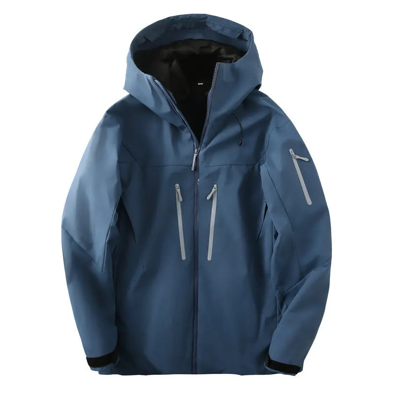 Unisex Kapuzenjacke Outdoor Wanderjacke mit Reißverschlusstaschen