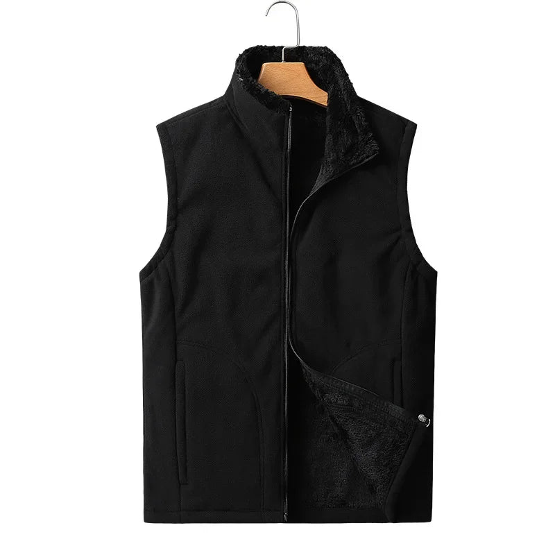 Herren Fleeceweste mit Stehkragen und Teddyfutter Beige