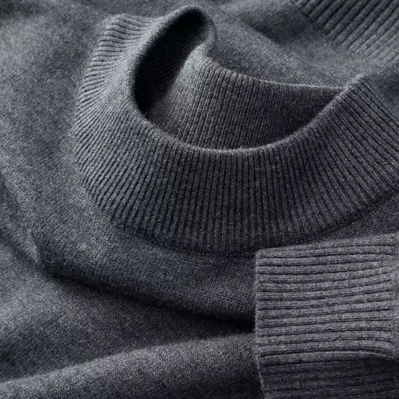 Unisex Langarm-Strickpullover mit Rundhalsausschnitt und Rippbündchen
