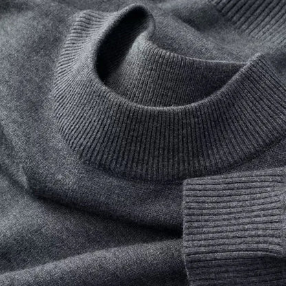 Unisex Langarm-Strickpullover mit Rundhalsausschnitt und Rippbündchen
