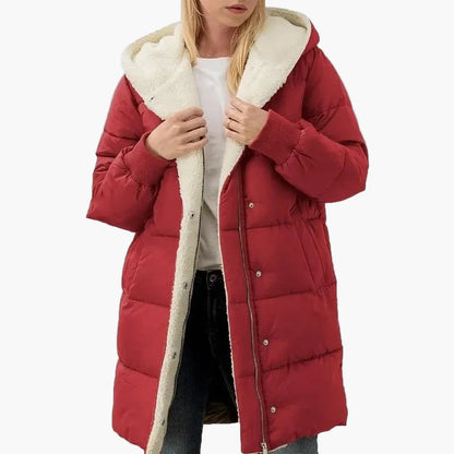 Damen Winter Steppmantel mit Kapuze – Langer, warmer Outdoor Mantel für kalte Tage