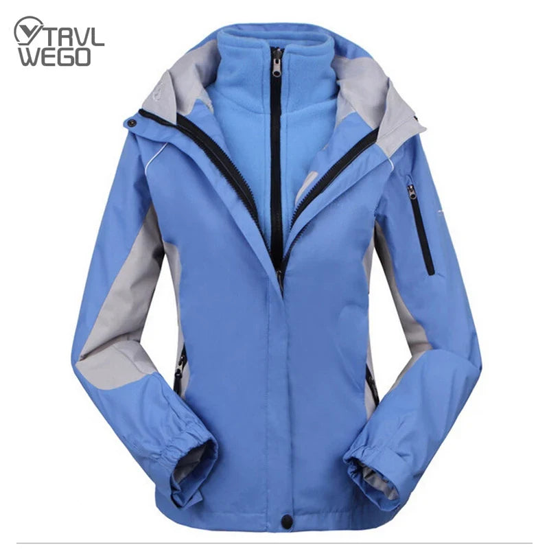 Damen 3-in-1 Outdoor Jacke Wasserdicht mit Kapuze & Fleecejacke