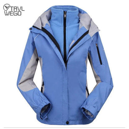 Damen 3-in-1 Outdoor Jacke Wasserdicht mit Kapuze & Fleecejacke