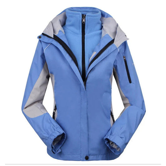 Damen 3-in-1 Outdoor Jacke Wasserdicht mit Kapuze & Fleecejacke