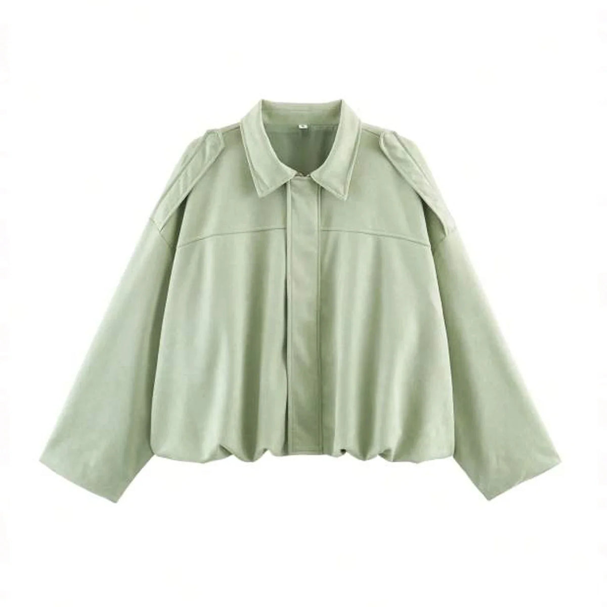 Damen Kurzjacke Oversize Cropped mit Kragen Braun
