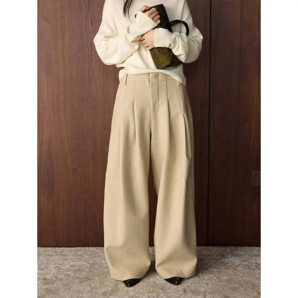 Damen Weite Hose mit Falten High Waist Hosenrock