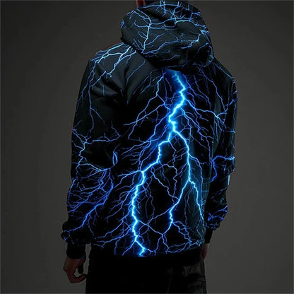 Hoodie mit Blitzmuster, Schwarz, verschiedene leuchtende Farben