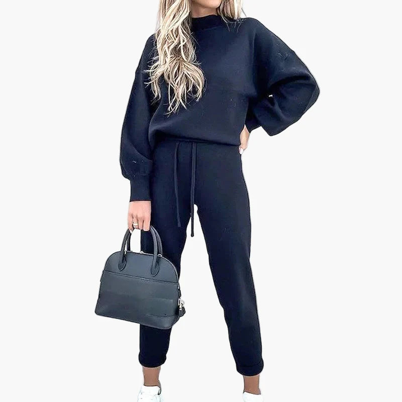 Damen 2-Teiler Lounge Set mit weitem Bein – Modischer Freizeitanzug für Alltag & Streetwear