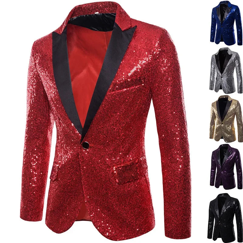 Herren Glitzer Pailletten Sakko – Party & Event Blazer im auffälligen Design