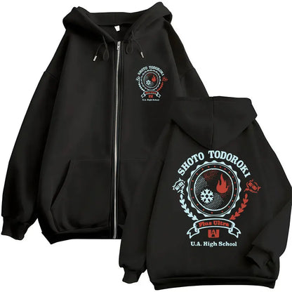 Unisex Reißverschluss Hoodie mit Kordelzug und Motivdruck – Verschiedene Designs