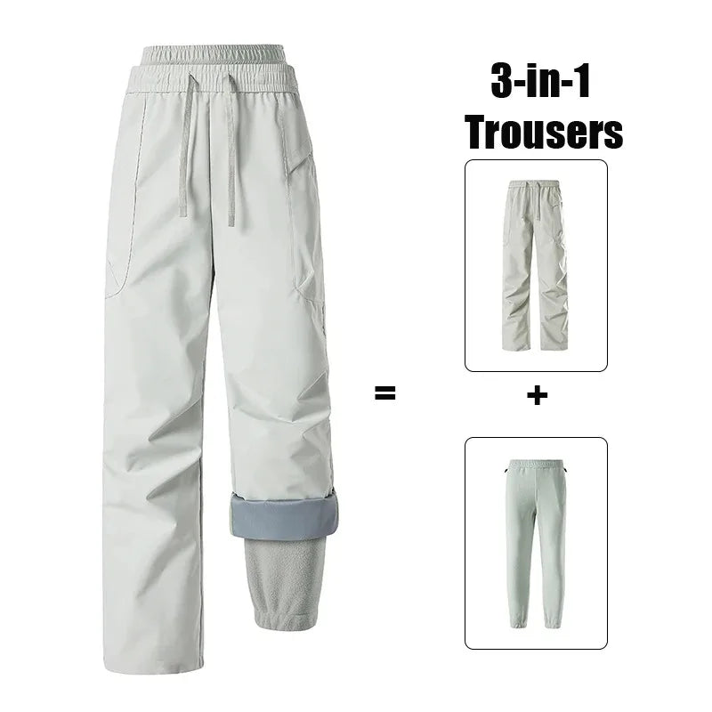 Unisex 3-in-1-Hose mit Fleecefutter, Kordelzug und elastischem Bund
