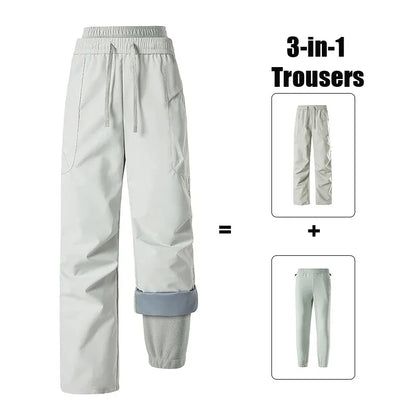 Unisex 3-in-1-Hose mit Fleecefutter, Kordelzug und elastischem Bund