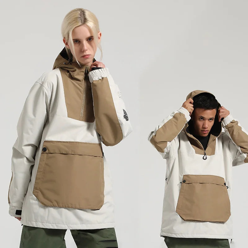 Unisex Anorak Jacke mit Kapuze und Kängurutasche