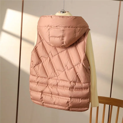 Steppweste mit Kapuze gefüttert Damen Weste Ärmellos Taschen