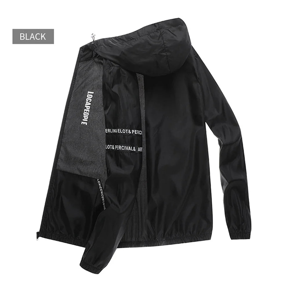 Unisex Windjacke leicht mit Kapuze & Reißverschluss, dünn, wetterfest