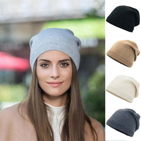 Weiche Beanie-Mütze für Damen, lockerer Strick-Beanie in verschiedenen Farben