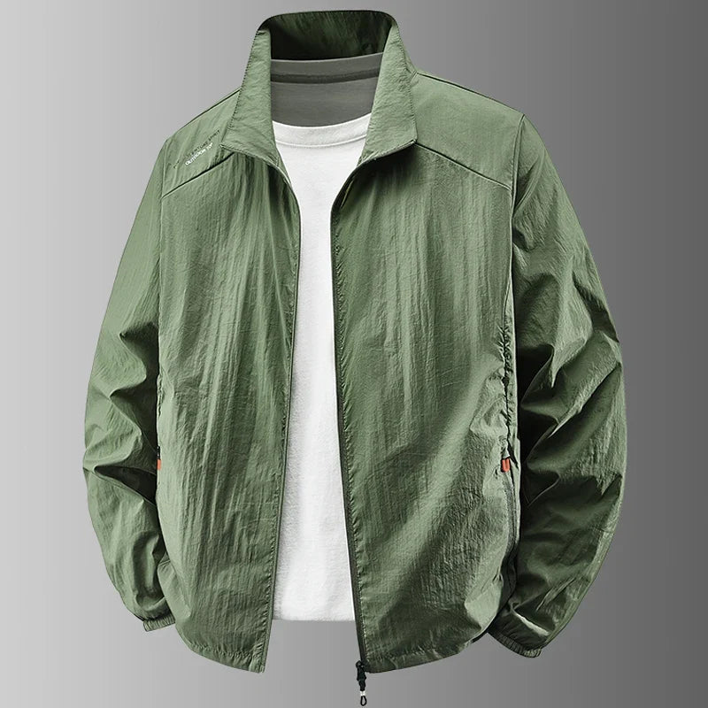 Herren Windbreaker Jacke leicht mit Stehkragen Reißverschluss