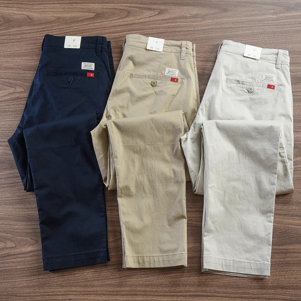 Herren Chino Hose in Dunkelblau, Khaki und Hellbeige, Komfortabler Schnitt